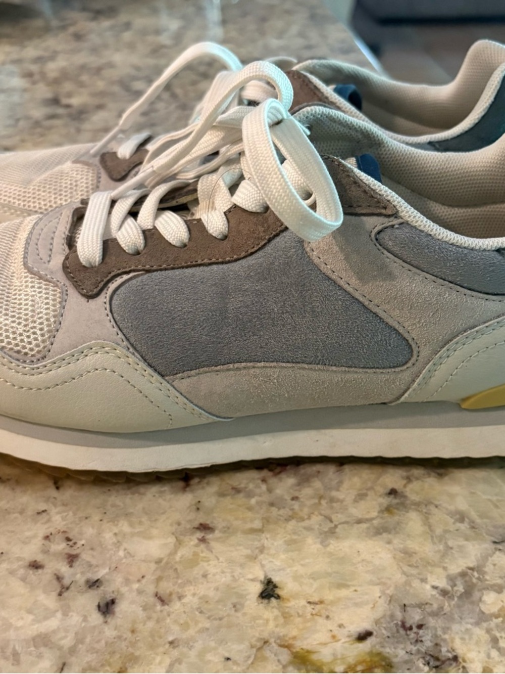 Casual Women's Grey & White Suede Mesh Sneakers Size 41/10